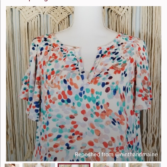 MAEVE Anthropologie Watercolor Flutter V-Neck Cold Shoulder Dress - XS - NWOT - Picture 4 of 10